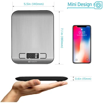 Imagen 2 de Lodge Horno Holandés de Hierro Fundido Pre-Sazonado 5 Quart Negro + Etekcity Báscula de Cocina Digital Multifunción 11 lb / 5 kg Plata Acero Inoxidable (Pilas Incluidas)