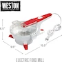 Miniatura de Weston Molinillo Eléctrico de Alimentos con 3 Discos de Acero Inoxidable, Capacidad 1.75 Cuartos de Galón, Color Blanco, Modelo 61-0201-W