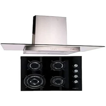 Imagen de referencia para ODIPO Combo Parrilla Empotrable Cristal Templado Negro Clio 60 cm 4 Quemadores Gas LP y Campana Pared Cristal Recto Telux 90 cm Control Electrónico
