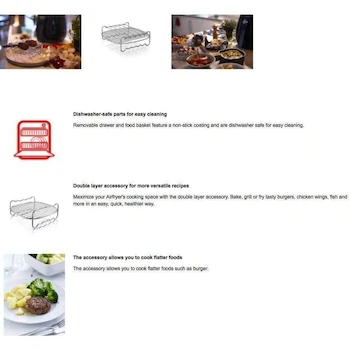 Imagen 3 de Philips HD9905/00 Avance Series X-Large Silver Double Layer Rack with Skewers for Airfryer Avance XL HD9240