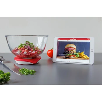 Imagen 2 de Drop Kitchen Báscula de Cocina de Silicona Antideslizante Conectada Bluetooth con App Interactiva de Recetas D600A Color Rojo Capacidad 6 kg