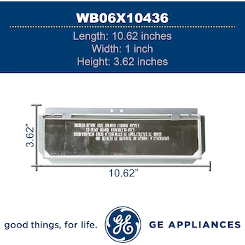 Imagen 2 de GE WB06X10436 Amortiguador de Ventilación Original OEM para Microondas (Amortiguador de Capó), Fabricado por General Electric, Dimensiones 56.64 x 8.89 x 1.52 cm, Peso 222 g, Color No Especificado, ASIN B00MNMOJBO, Paquete Individual