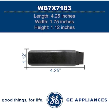 Imagen 2 de GE General Electric WB7X7183 Black Oven Door Handle End Cap, Model WB7X7183, Color Black, Dimensions 4.5 x 1.75 x 1.25 inches