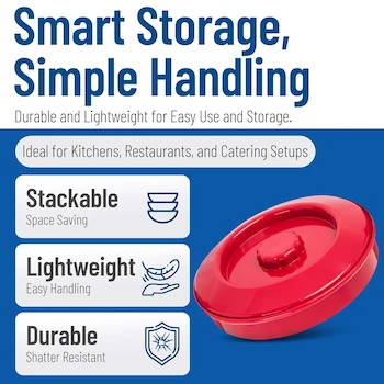 Imagen 3 de Carlisle Servidor para Tortillas con Tapa Apilable Individual Estándar Rojo 7-1/4" x 1-15/16" (18.4 cm x 5 cm) Modelo 047505