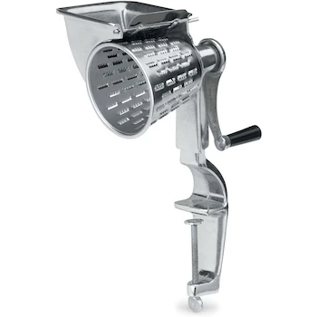 Imagen alusiva al producto Vollrath 6006 King Kutter™ Clamp Base Manual Food Processor with Shredder Cut Cone #1, String Cut Cone #2, French Fry Cut Cone #3, Thin Slice Cut Cone #4, Thin Julienne Cut Cone #5, Silver, Dimensions 22.9 x 20.3 x 40.6 cm