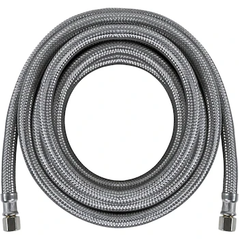 Imagen de referencia para Certified Appliance Accessories IM180SS Conector Trenzado de Acero Inoxidable con Núcleo de PVC para Línea de Agua de Máquina de Hielo Petra, 15 Pies, Color Plateado/Pewter, Conexiones 1/4 Pulgada Hembra x 1/4 Pulgada FCM