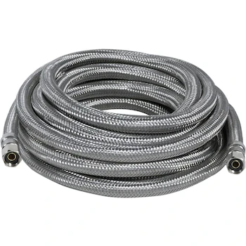 Imagen 2 de Certified Appliance Accessories IM180SS Conector Trenzado de Acero Inoxidable con Núcleo de PVC para Línea de Agua de Máquina de Hielo Petra, 15 Pies, Color Plateado/Pewter, Conexiones 1/4 Pulgada Hembra x 1/4 Pulgada FCM