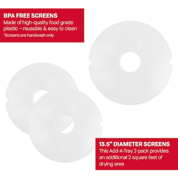 Imagen 4 de Nesco MS-2-6 White Large Round Mesh Clean-A-Screen, 15-1/2" Diameter, Set of 2, for FD-1000, FD-1010, FD-1018P, FD-1020, FD-1040 Dehydrators