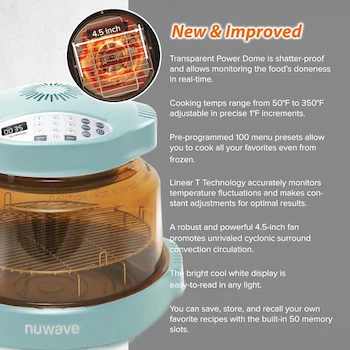 Imagen 5 de NuWave Pro Plus 2 Horno Infrarrojo de Encimera con Convección, Color Negro, Modelo 20642, Serie Pro Plus 2, Capacidad hasta 10 Libras