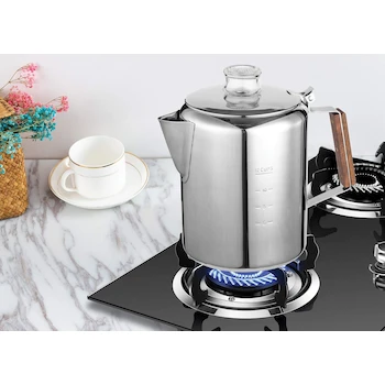 Imagen 2 de Rapid Brew - Cafetera de acero inoxidable para estufa, 12 tazas, color plateado, marca Fox Run, percoladora con filtro permanente