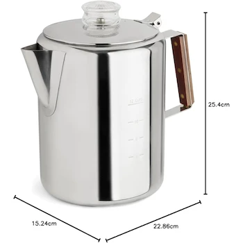 Imagen 3 de Rapid Brew - Cafetera de acero inoxidable para estufa, 12 tazas, color plateado, marca Fox Run, percoladora con filtro permanente