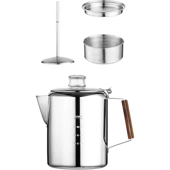 Imagen 4 de Rapid Brew - Cafetera de acero inoxidable para estufa, 12 tazas, color plateado, marca Fox Run, percoladora con filtro permanente