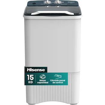 Imagen de referencia para Hisense Lavadora Semiautomática WSFF1501, Carga Superior, 1 Tina, 15 Kg, 55x52x91 cm (Ancho x Largo x Alto), Blanco/Gris