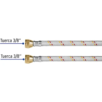 Imagen 3 de Pretul FGA-20P, Manguera para Gas LP Baja Presión, Trenzado de Aluminio sobre Hule NBR, Color Plateado, Conectores de Latón 3/8" x 3/8", 200 cm, Foset Basic
