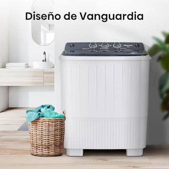 Imagen 5 de Hisense Lavadora Doble Tina Semiautomática WSA1304P, 13 Kg, 80x47x98 cm (Ancho x Largo x Alto), Blanco/Gris