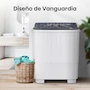 Miniatura de Hisense Lavadora Doble Tina Semiautomática WSA1304P, 13 Kg, 80x47x98 cm (Ancho x Largo x Alto), Blanco/Gris