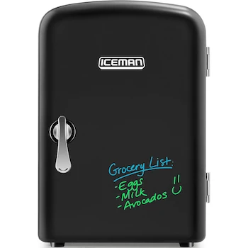 Imagen de referencia para Chefman Iceman Mini Refrigerador Portátil 4 Litros Negro Libre de Freón Enfría y Calienta 6 Latas de 12 oz con Pizarra para Plumones