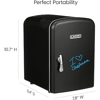 Imagen 3 de Chefman Iceman Mini Refrigerador Portátil 4 Litros Negro Libre de Freón Enfría y Calienta 6 Latas de 12 oz con Pizarra para Plumones