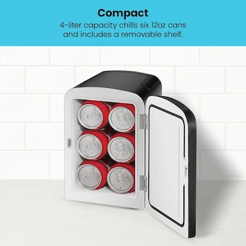 Imagen 5 de Chefman Iceman Mini Refrigerador Portátil 4 Litros Negro Libre de Freón Enfría y Calienta 6 Latas de 12 oz con Pizarra para Plumones