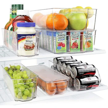 Imagen de referencia para Greenco GRC0250 - Cajas organizadoras apilables para refrigerador y congelador, 6 piezas, con asas, transparentes