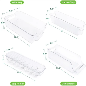 Imagen 2 de Greenco GRC0250 - Cajas organizadoras apilables para refrigerador y congelador, 6 piezas, con asas, transparentes