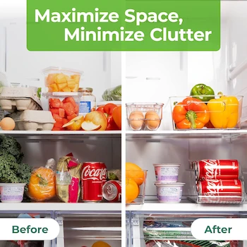 Imagen 4 de Greenco GRC0250 - Cajas organizadoras apilables para refrigerador y congelador, 6 piezas, con asas, transparentes
