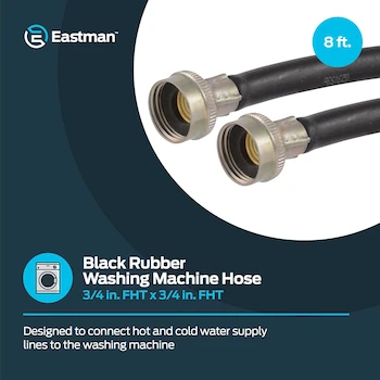 Imagen 2 de Eastman 60327N Manguera de Llenado para Lavadora de Goma Negra 8 ft (2.44 m) 3/4" FHT x 3/4" FHT