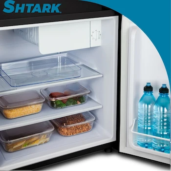 Imagen 3 de CUORY Frigobar Refrigerador Portátil Enfriador de Bebidas Compacto Una Puerta con Congelador Superior Acero Inoxidable Plataforma Mini Refrigerador Ultra Resistente Negro 46 Litros