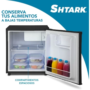 Imagen 5 de CUORY Frigobar Refrigerador Portátil Enfriador de Bebidas Compacto Una Puerta con Congelador Superior Acero Inoxidable Plataforma Mini Refrigerador Ultra Resistente Negro 46 Litros