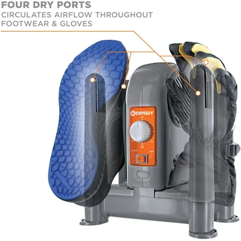 Imagen 4 de DryGuy DX Forced Air Boot Dryer and Garment Dryer - Secador de Botas y Ropa con Aire Forzado, 4 Puertos, para 2 Pares de Botas, Incluye Tubos Extensibles, Modelo 02129, Color Gris