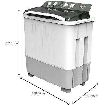 Imagen 2 de Hisense WSA1603P Lavadora Semiautomática 2 Tinas 16 kg Lavado / 8 kg Centrifugado Color Blanco