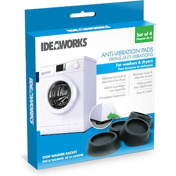 Imagen 2 de Ideaworks JB6368 S/4 Anti-Vibration Pads for Washing Machines and Dryers, Black, 2.5 x 0.8 inches Each