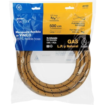 Imagen 4 de Foset FGA-50V Manguera Flexible para Gas, Trenzada con Vinilo, 500 cm, 3/8" x 3/8", Conectores de Latón
