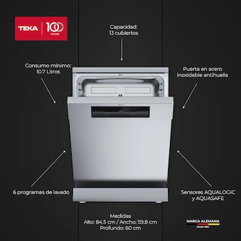 Imagen 4 de Teka DFS 26650 SS Lavavajillas Libre Instalación 60 cm Acero Inoxidable 13 Cubiertos
