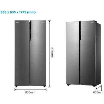 Imagen 3 de Refrigerador Automático Midea Side By Side Inverter Quattro Bru Steel 17 Pies Cúbicos con Wifi