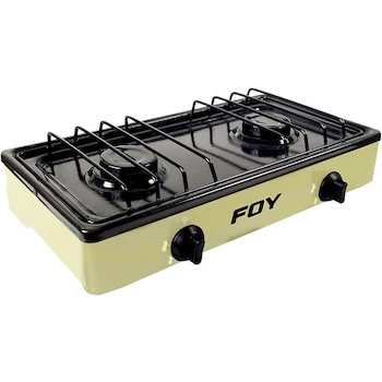Imagen alusiva al producto Foy 144705 Estufa de gas 2 quemadores de acero inoxidable color beige