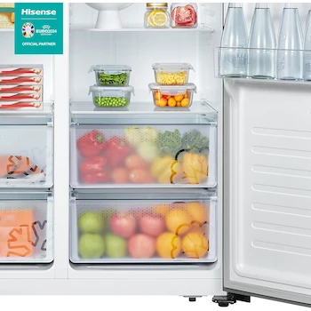Imagen 2 de Hisense RS19N6WCX Refrigerador Side by Side, 519L (~19 pies), Acero Inoxidable Gris, 91.0 x 178.6 x 64.3 cm