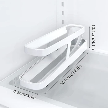 Imagen 3 de Dispensador de Huevos Rodante para Refrigerador, Huevera con 2 Niveles, Organizador Automático Contenedor Bandeja para 14-24 Huevos, Color Blanco, Material Polipropileno