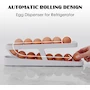 Miniatura de Dispensador de Huevos Rodante para Refrigerador, Huevera con 2 Niveles, Organizador Automático Contenedor Bandeja para 14-24 Huevos, Color Blanco, Material Polipropileno