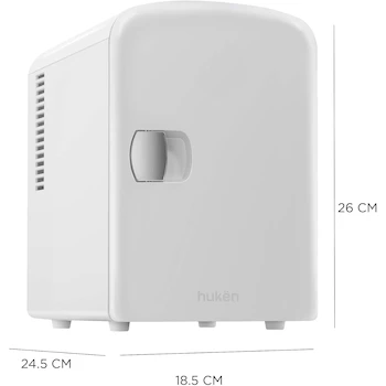 Imagen 3 de Hukën Mini Refrigerador Portátil Compacto Skin-Care Blanco, Modelo HU-F-4WHITE, Línea Frigobar, Capacidad 4L, Dimensiones 18.5 cm ancho x 24.5 cm profundidad x 26 cm alto