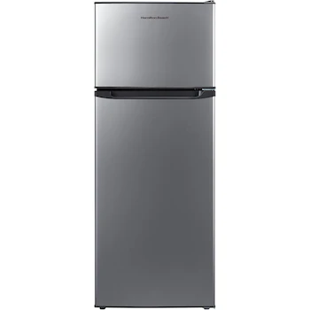 Imagen alusiva al producto Refrigerador Hamilton Beach Dos Puertas Top Mount 8 ft (226 Litros) Color Plata Modelo HBR80TS1E