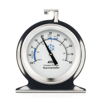 Imagen alusiva al producto Camco 42114 Termómetro de Acero Duradero para Refrigerador/Congelador/Almacenamiento en Seco - Esfera Fácil de Leer, Ganchos o Soporte Solo