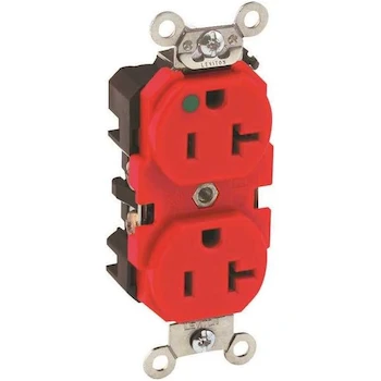 Imagen alusiva al producto Leviton 08300-0HR Receptáculo Dúplex Grado Hospital, 20A 125V, 2 Polos 3 Hilos, NEMA 5-20R, Auto-conexión a Tierra, Color Rojo