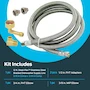 Miniatura de Eastman 69008 - Kit de instalación de lavaplatos, manguera trenzada de acero inoxidable de 12 pies con adaptadores, codos MIP 3/8" x FHT 3/4", conectores de compresión 3/8"