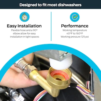 Imagen 4 de Eastman 69008 - Kit de instalación de lavaplatos, manguera trenzada de acero inoxidable de 12 pies con adaptadores, codos MIP 3/8" x FHT 3/4", conectores de compresión 3/8"