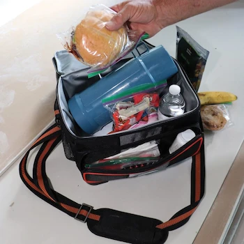 Imagen 5 de Klein Tools Tradesman Pro Soft-Sided Insulated Lunch Box Cooler, Model 55601, Black/Gray/Orange Trim, 12-Quart Capacity