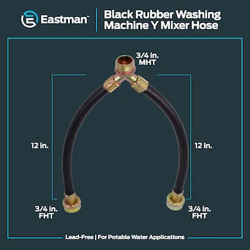Imagen 2 de Eastman Conector de goma para lavadora de 12 pulgadas, 3/4 pulgadas FHT x 3/4 pulgadas MHT, manguera mezcladora en Y, modelo 60349N