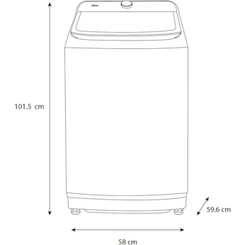 Imagen 3 de Midea MA512W16/T Lavadora Automática Carga Superior, 16 kg, Titanium