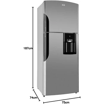 Imagen 2 de Mabe Refrigerador Automático con Congelador Superior 19 Pies Cúbicos (510 Litros) Acero Inoxidable Gris Modelo RMS510IAMRX0 Dimensiones 74x75x187 cm