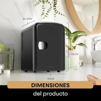 Imagen 3 de Hukën Mini Refri Fresh Lux | Mini-Fridge 4L | Refrigerador Portátil Frío/Caliente | Skin Care | Compacto | Color Negro | Modelo HU-F-4BLACK